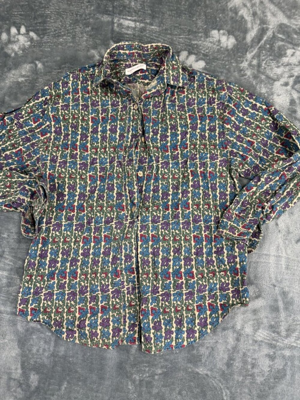 Potomac Collection Mens Multicolor Floral Print Button-Up Long Sleeve Shirt L